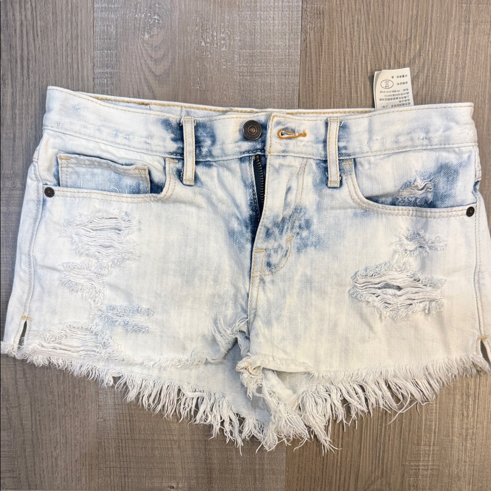 Abercrombie & Fitch Light Blue Distressed Jean Shorts